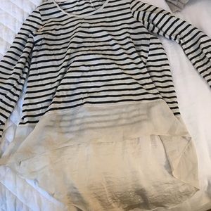 Anthropologie Navy cream striped tee